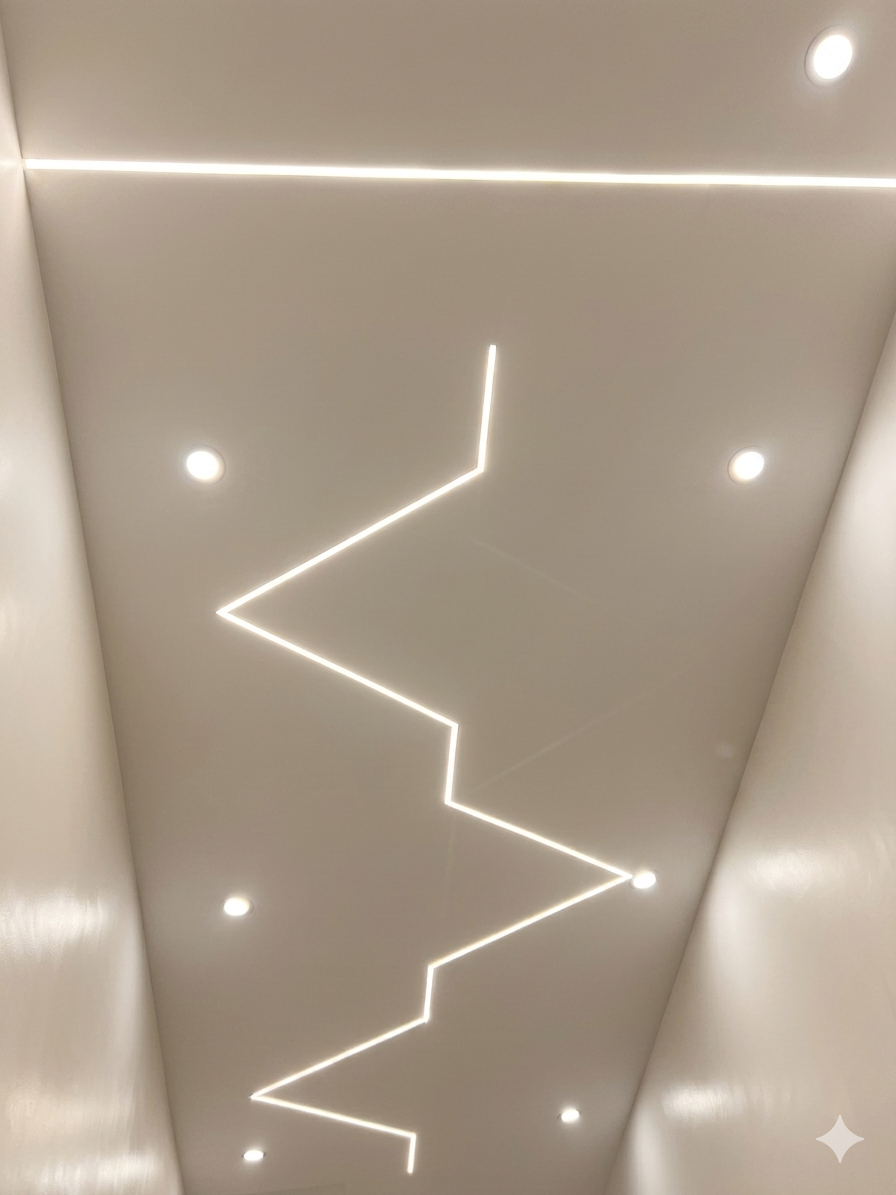 Bespoke zigzag LED architectural ceiling detail